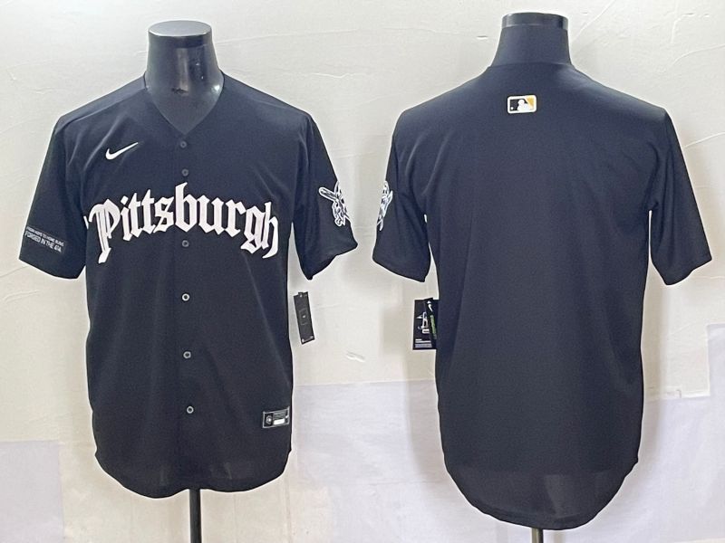 Men 2025 Pittsburgh Pirates Blank Black Five generations Joint Name Nike MLB Jersey style 11